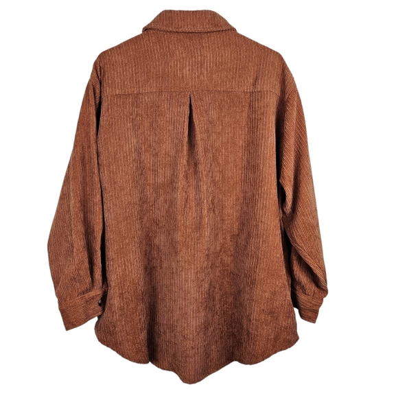 Davi & Dani Burnt Orange Button-Up Spliced Lace Shacket NWT - Picture 2 of 8